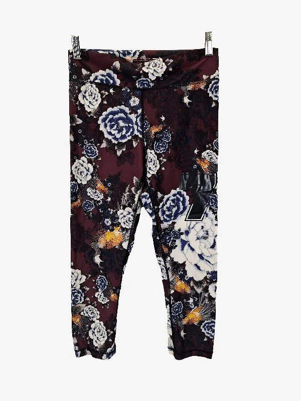 The Upside Maroon Floral Activewear Leggings Size M Stylish Winter-Ready Leggings