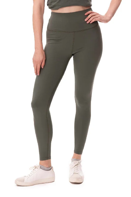 Threadfast Apparel Womens Impact Leggings w/ Pocket - Army Green Trendy Cut-Out Activewear Leggings