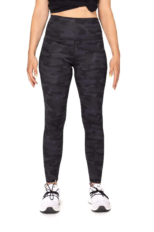 Threadfast Apparel Womens Impact Leggings w/ Pocket - Black Camo Stylish Printed Sport Leggings