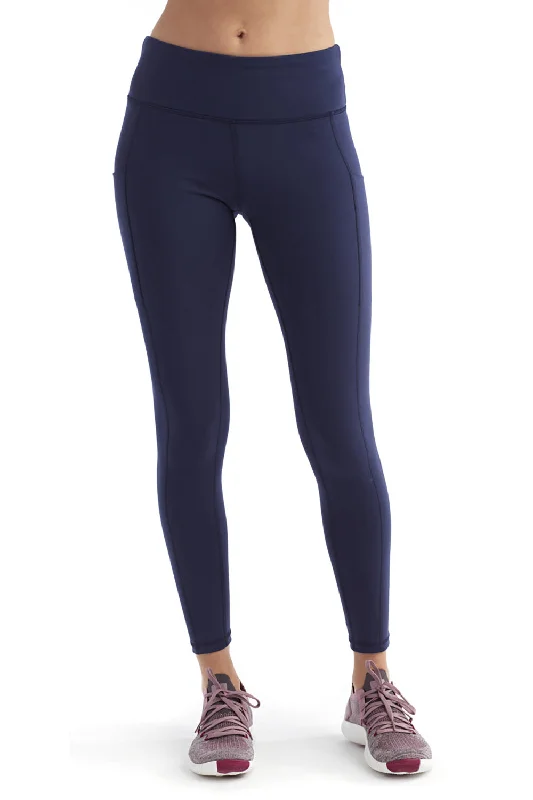 TriDri Womens Performance Leggings w/ Pockets - Navy Blue Fashionable Full-Length Active Leggings