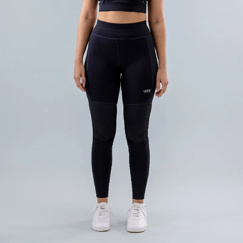 Spin Ride Legging - Women's BLACK BLACK Trendy Sweat-Wicking Workout Leggings