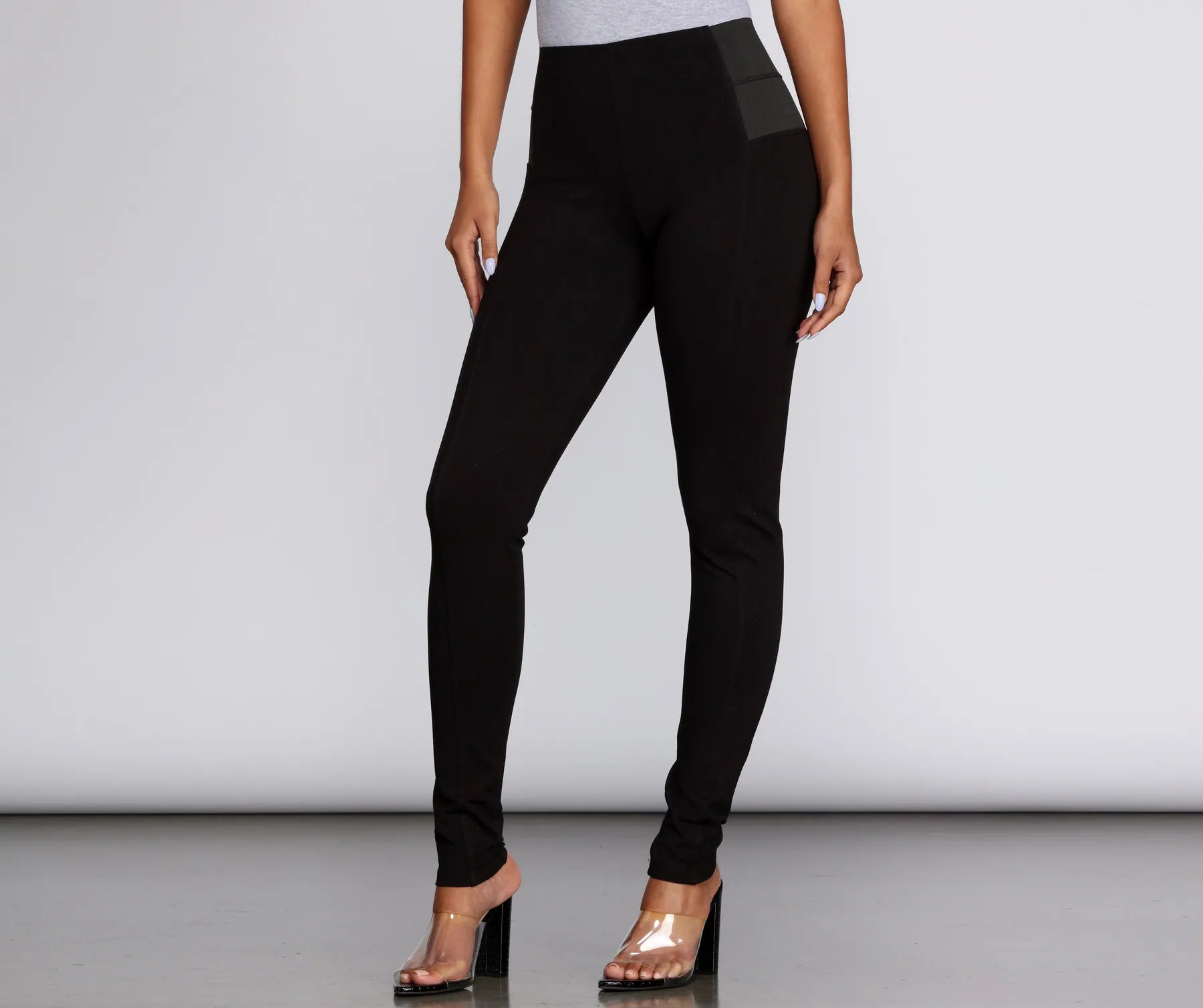 Sleek And Stylin' Ponte High-Rise Leggings Fashionable Solid Color Tights