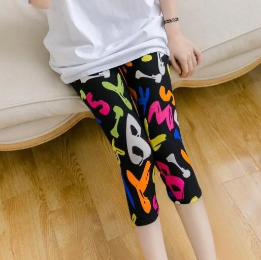 Floral Printing Capris Leggings Lady's Casual Stretched Graffiti Tie dyed Elastic Cropped Trousers Summer Women Legging Fashionable Fitted Workout Leggings