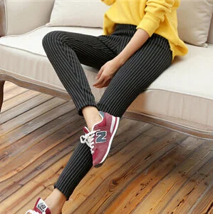 Warm Stripe Thick Slim Jeggings Leggings Foe Women Winter Velvet Fleece Linede Black Workout Leggings MF3657412 Stylish Capri Leggings