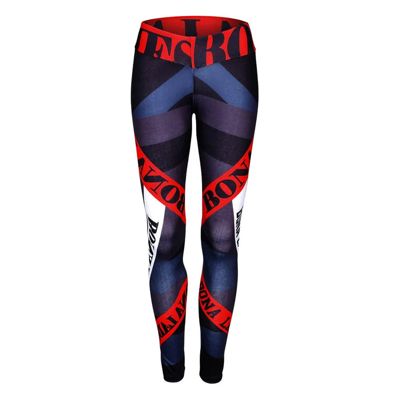 Women 3D Letter Print Sexy Fitness Leggings Slim Skinny Workout Leggins High Waist Active Elastic Sporting Leegings Trousers Elegant Printed Leggings with Pockets