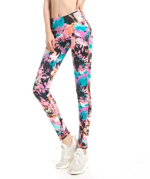 Workout Legging Autumn Winter Female Bright Color Legging High Waist Attractive Graffiti Abstract Printed Trouser Stylish Lightweight Leggings