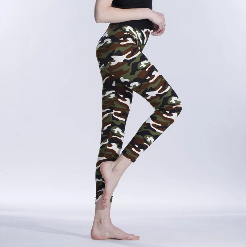 Brands Women Printed Leggings High Elastic Skinny High Waist Camouflage Legging New Spring Autumn Slimming Female Leggins Fashionable Full-Length Active Leggings