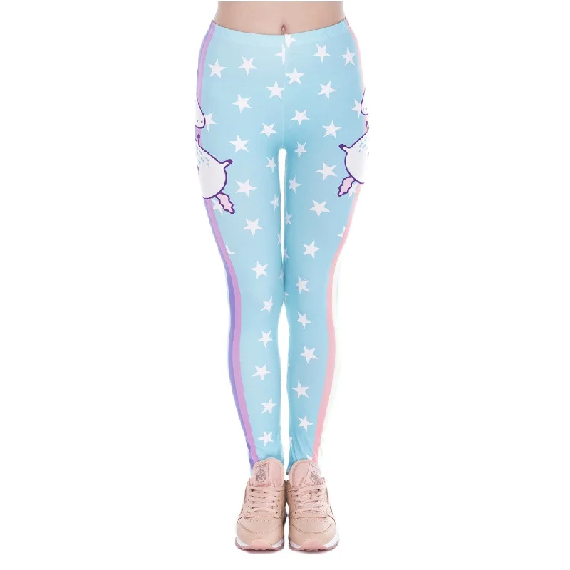 Fashion Design Women Legins Unicorn Stars Printing Cozy Legging Woman High Waist Casual Leggings Comfortable Ribbed Sports Leggings