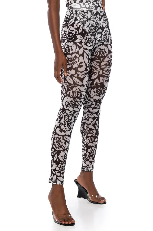 A LUXURIOUS DAY MESGH LEGGING Trendy Colorblock Print Leggings