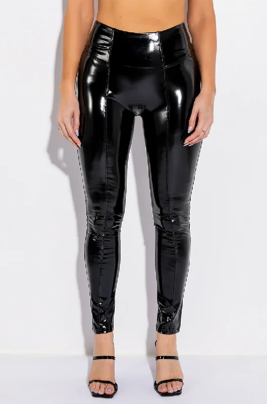 AMMO FAUX PATENT LEATHER LEGGINGS Comfortable Bootcut Workout Leggings