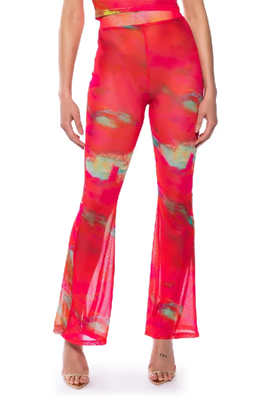 ARI PRINTED MESH FLARE LEGGING Stylish Patterned Active Leggings