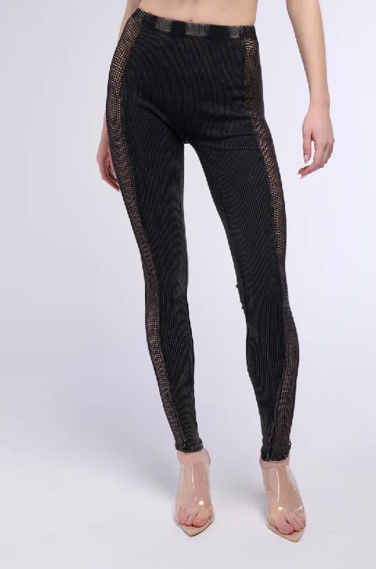 CALLING ALL BASICS MINERAL WASH LEGGING Fashionable Embroidered Detail Leggings