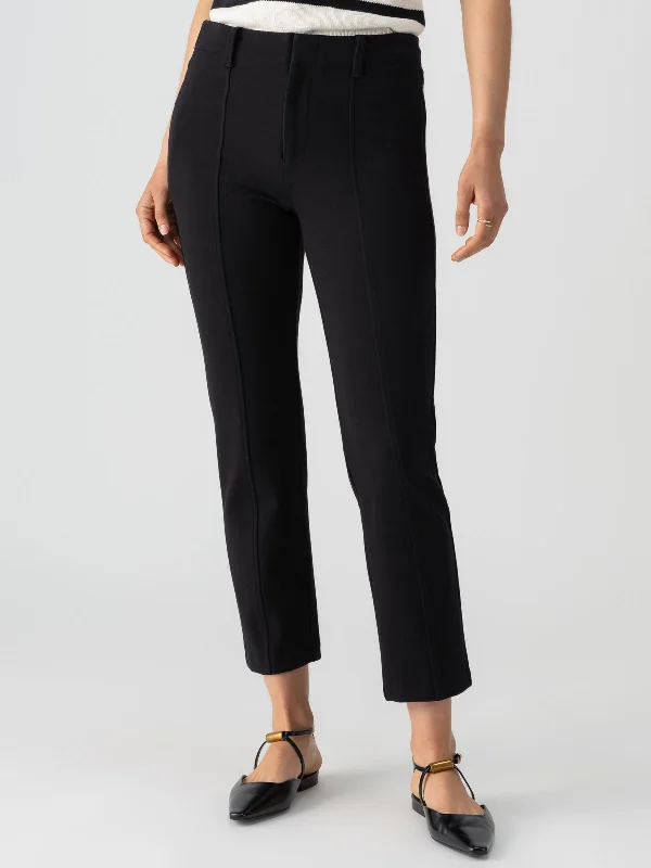 Cassie Semi-High Rise Legging Black Fashionable Lacy Detail Leggings