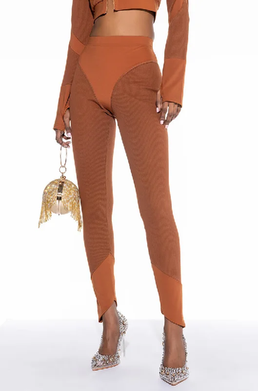 CHARIS RIBBED LEGGING Fashionable Solid Color Tights