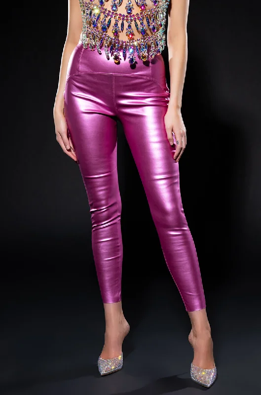 DAYTIME DISCO FAUX LEATHER LEGGING Fashionable Quick-Dry Leggings