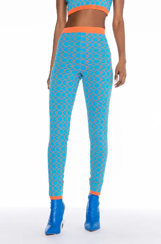 EVERYDAY SKINNY KNIT LEGGINGS BLUE MULTI Fashionable Stretchy Fit Leggings