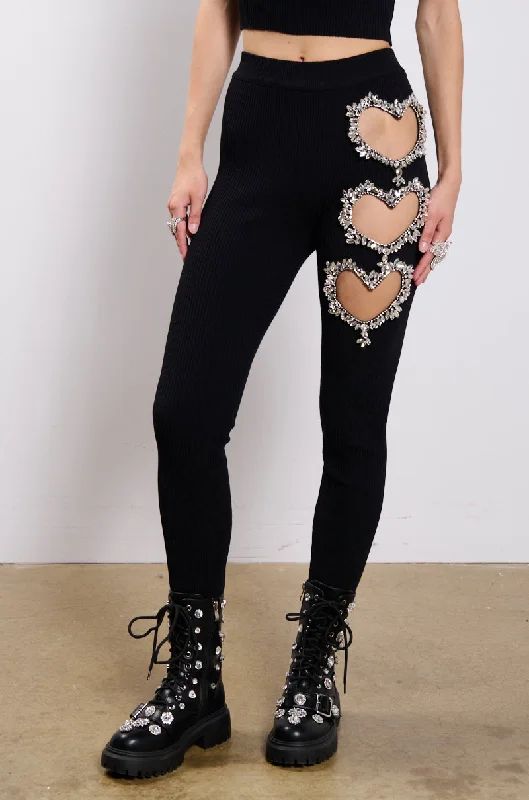 HAND TO HEART EMBELLISHED LEGGINGS Elegant Full-Body Leggings