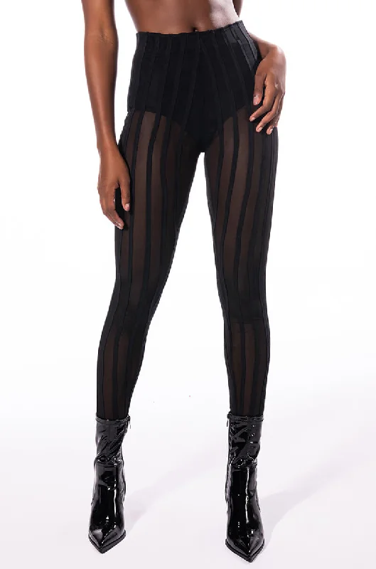 HEAR ME SAY MESH STRIPED LEGGING Trendy Seamless Fit Leggings