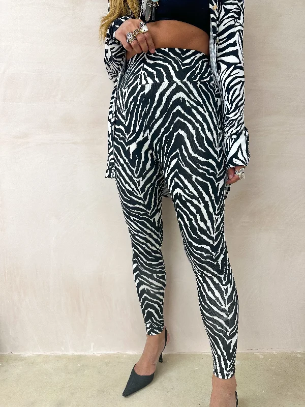 High Waisted Leggings In Zebra Print Casual Sporty Leggings