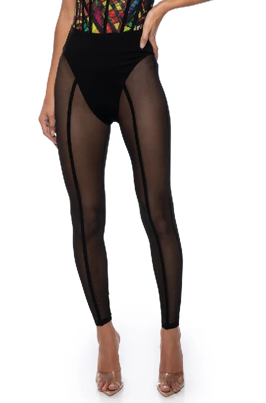 I AM THE VIEW SHEER LEGGING Stylish Stretch-Waist Leggings