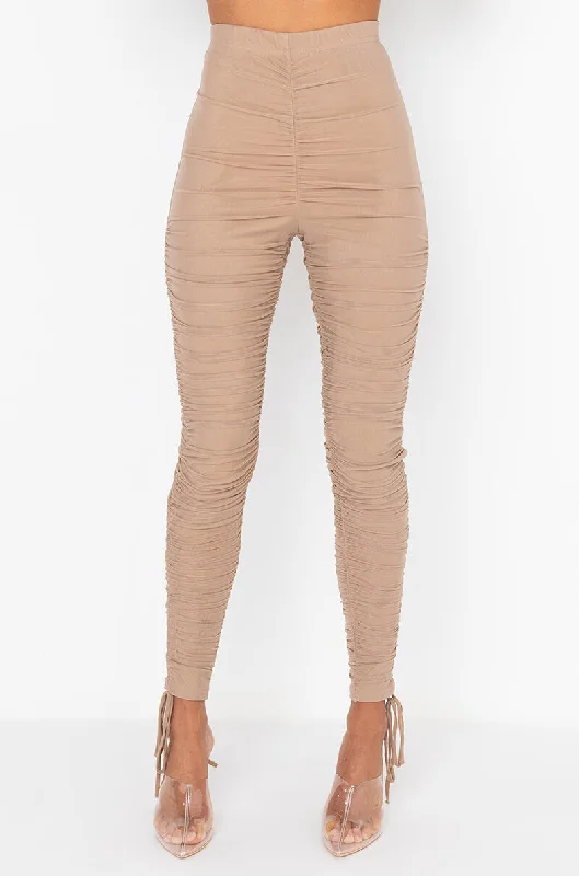 I WIN AGAIN STACKED LEGGINGS BEIGE Cozy Textured Workout Leggings