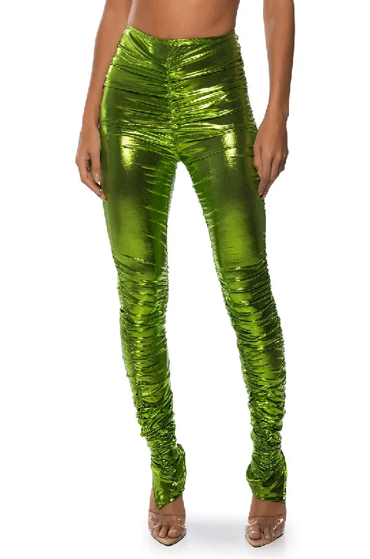 IN THE COSMOS METALLIC RUCHED LEGGING Comfortable Stretch Leggings