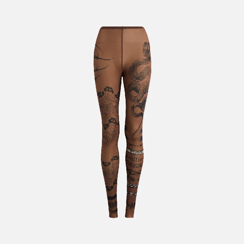 Jean Paul Gaultier x KNWLS Legging Printed Trompe L'Ceil Tattoo - Ebene Trendy Cut-Out Activewear Leggings