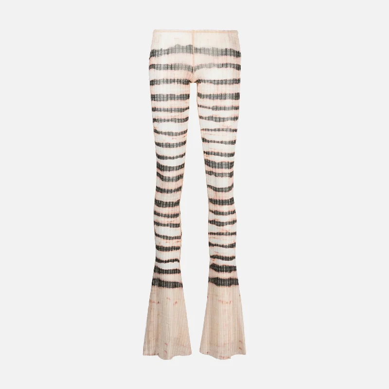 Jean Paul Gaultier Striped Washed Mariniere Low Waist Flare Leggings - Ecru Comfortable Stretch Leggings