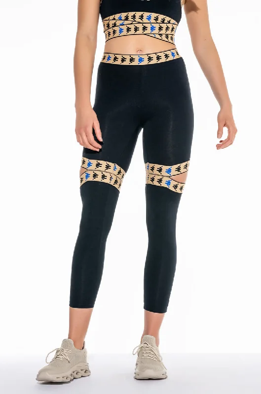 KAPPA CUTOUT LEGGING WITH PRINTED WAISTBAND Cozy Fashion Leggings