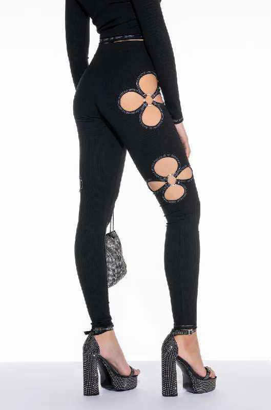 KYLIE CUT OUT RIBBED LEGGING Comfortable Tummy Shaping Leggings