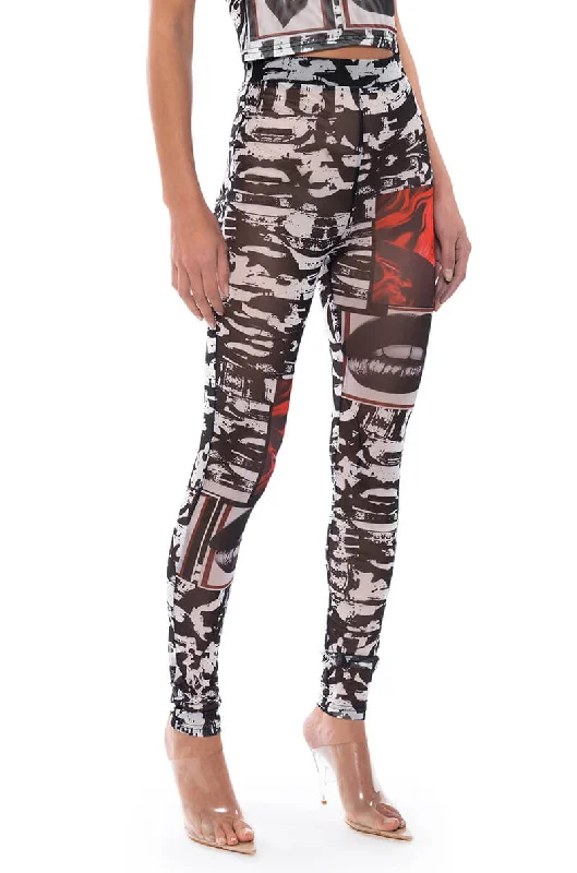 LIPS ARE SEALED MESH LEGGING Classic Solid Color Leggings