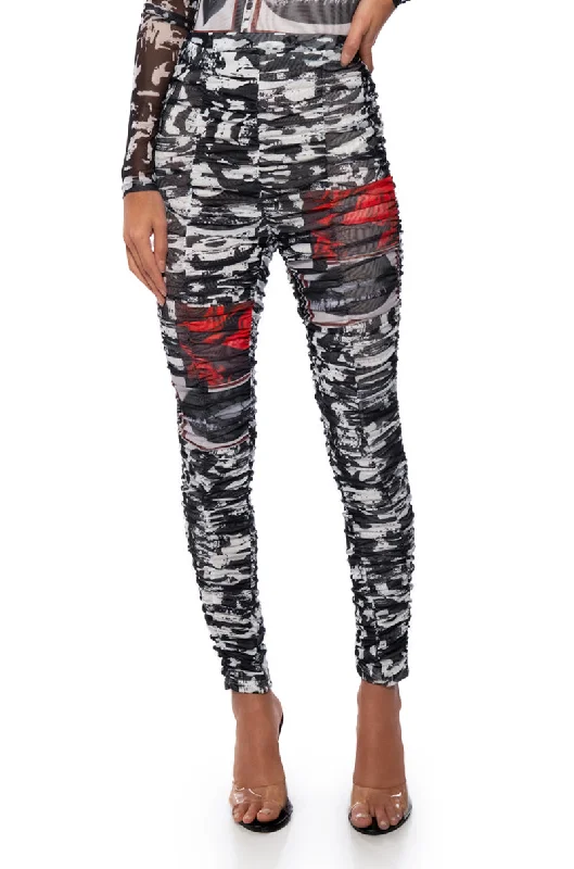 LIPS ARE SEALED RUCHED MESH LEGGING Stylish Lightweight Leggings