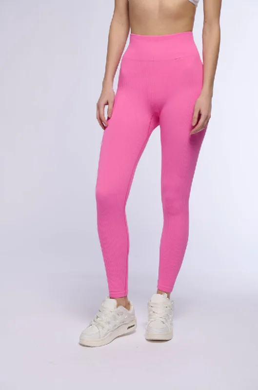PAXTON RIBBED LEGGING IN PINK Elegant Animal Print Leggings