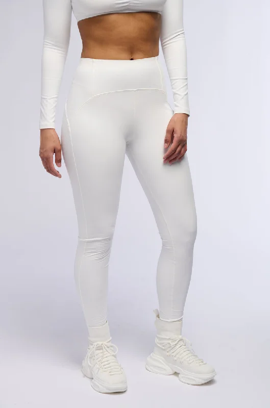 RIO FAUX LEATHER HIGH RISE LEGGING IN WHITE Stylish Sweat-Proof Leggings