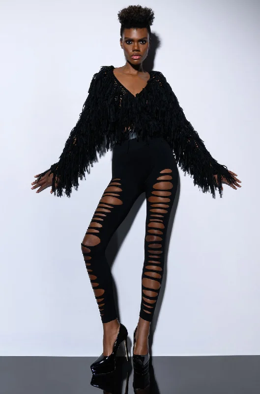 ROXANNE SEAMLESS DISTRESSED LEGGING Stylish Faux Leather Leggings