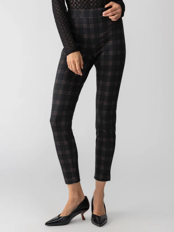 Runway Semi High Rise Legging Garnet Plaid Stylish Yoga Leggings