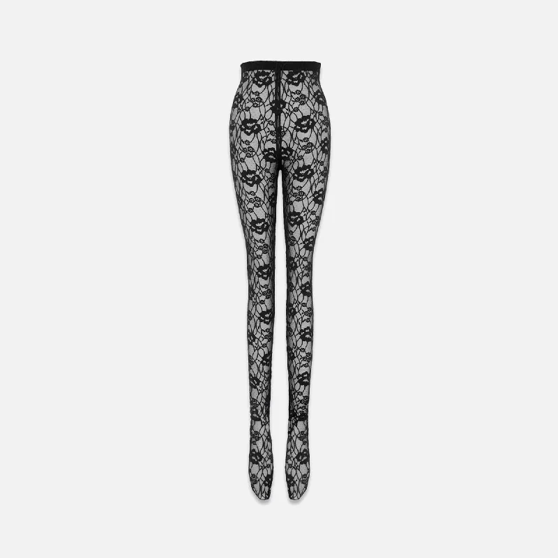Saint Laurent Lace Leggings - Black Comfortable Wide-Band Leggings