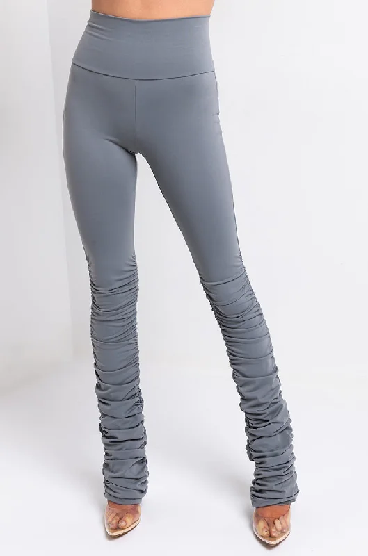 SNATCHED STACKED HIGH RISE LEGGING GREY Comfortable Capri-Length Leggings