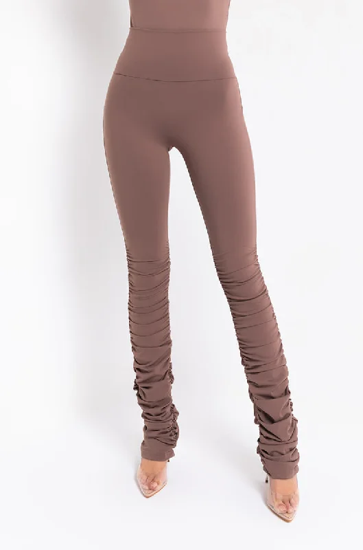 SNATCHED STACKED HIGH RISE LEGGING LIGHT BROWN Fashionable High-Rise Leggings