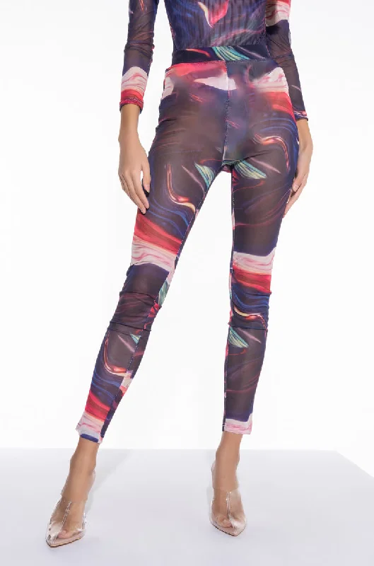 SWIRL MESH LEGGING Trendy High-Compression Leggings