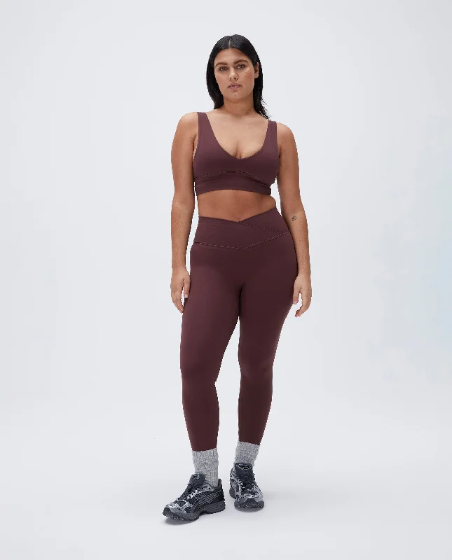 Ultimate Wrap Over Leggings - Burgundy Trendy Black Mesh Leggings