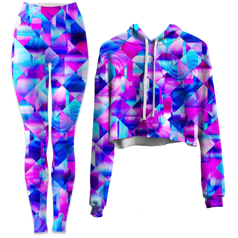 Blossom Trippy Crop Hoodie and Leggings Combo Trendy Patterned Leggings