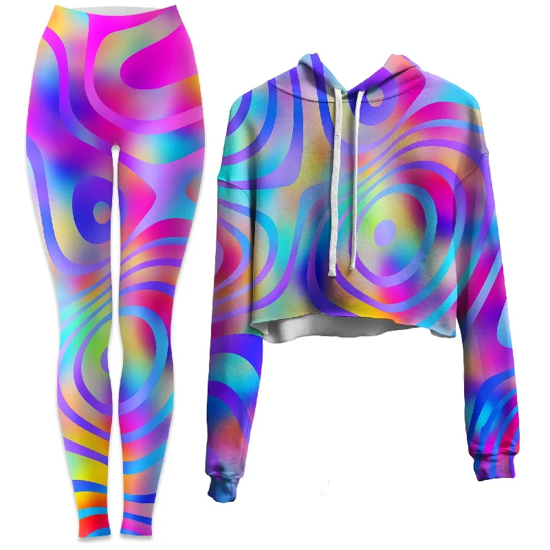 Cali Dreaming Crop Hoodie and Leggings Combo Comfortable Fleece-Lined Leggings