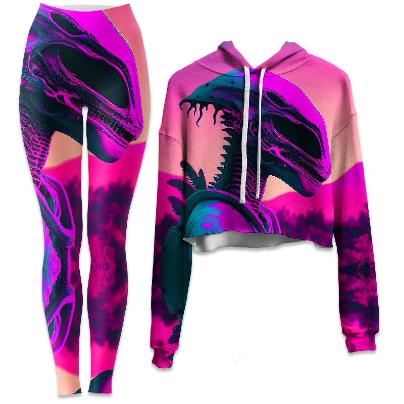 Dawn of a New Age Crop Hoodie and Leggings Combo Comfortable Classic Yoga Leggings
