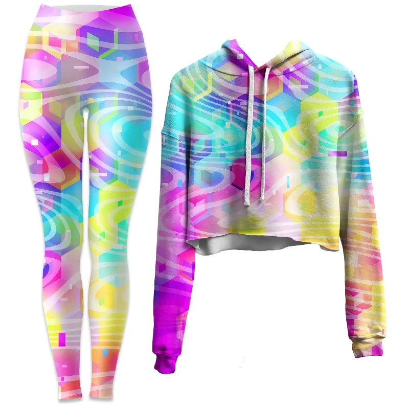 Daytrip Crop Hoodie and Leggings Combo Fashionable Lacy Detail Leggings