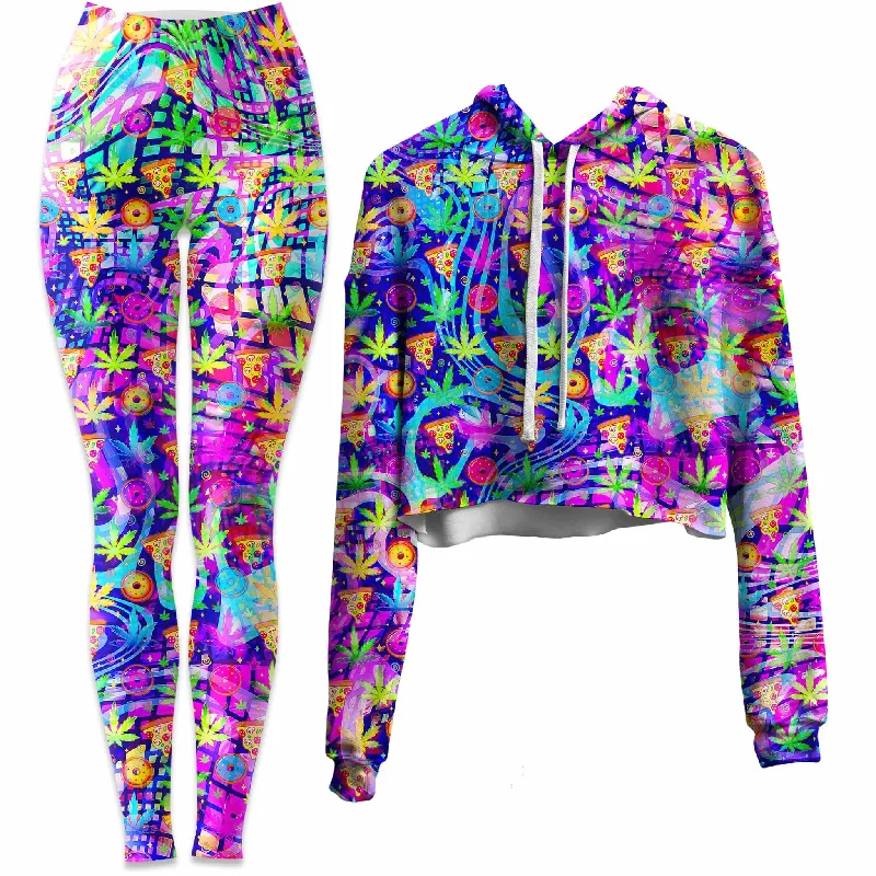 Dreamin Of Munchies Crop Hoodie and Leggings Combo Elegant Velvet Leggings