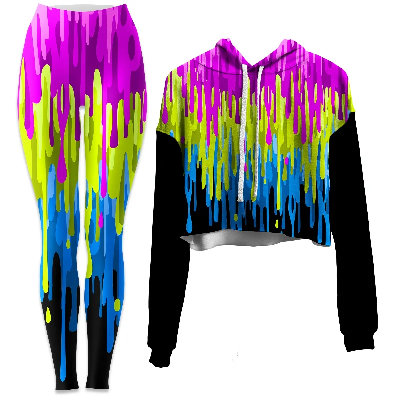 Drip Crop Hoodie and Leggings Combo Comfortable Zip-Up Leggings