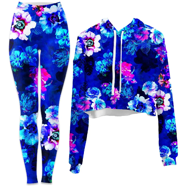 Enchanted Flora Crop Hoodie and Leggings Combo Cozy Cotton Leggings