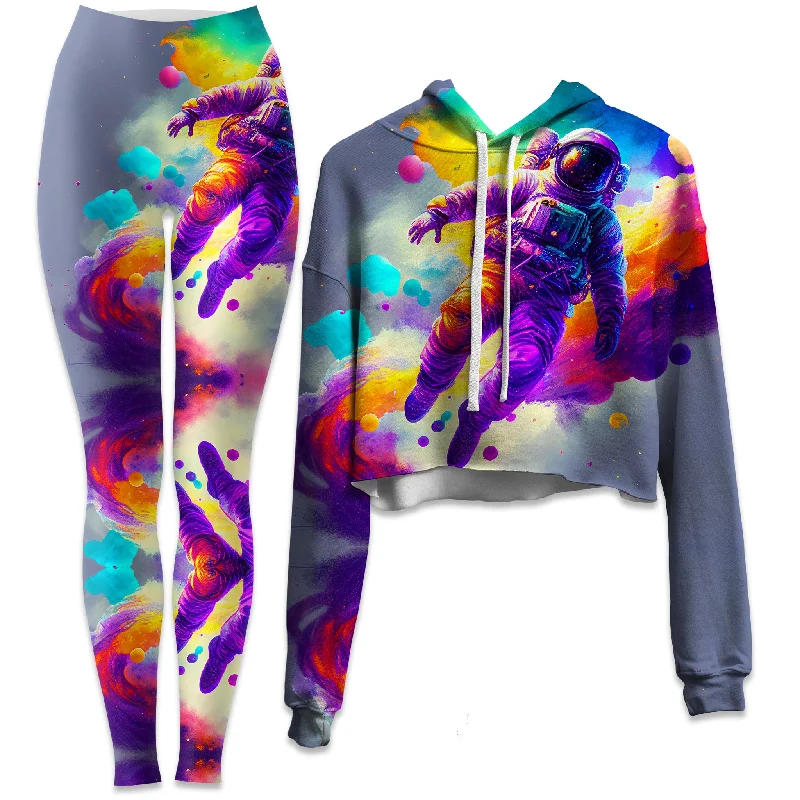 Floating Away Crop Hoodie and Leggings Combo Fashionable Solid Color Tights