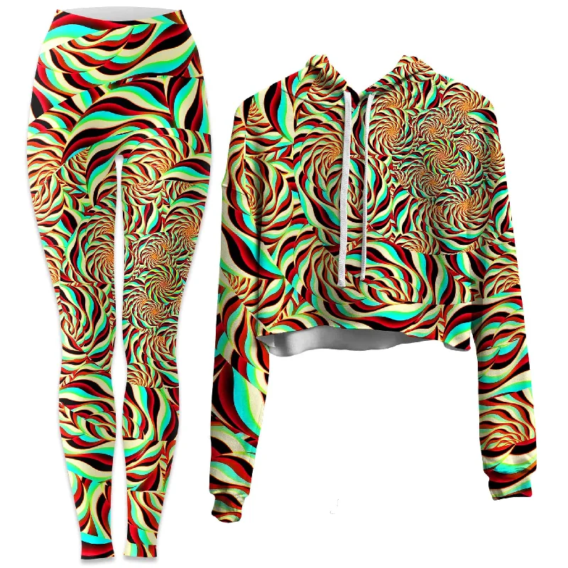 Horizon Trippy Crop Hoodie and Leggings Combo Stylish Stretch-Waist Leggings
